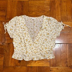 PacSun Le Lis Yellow Floral Tie Top